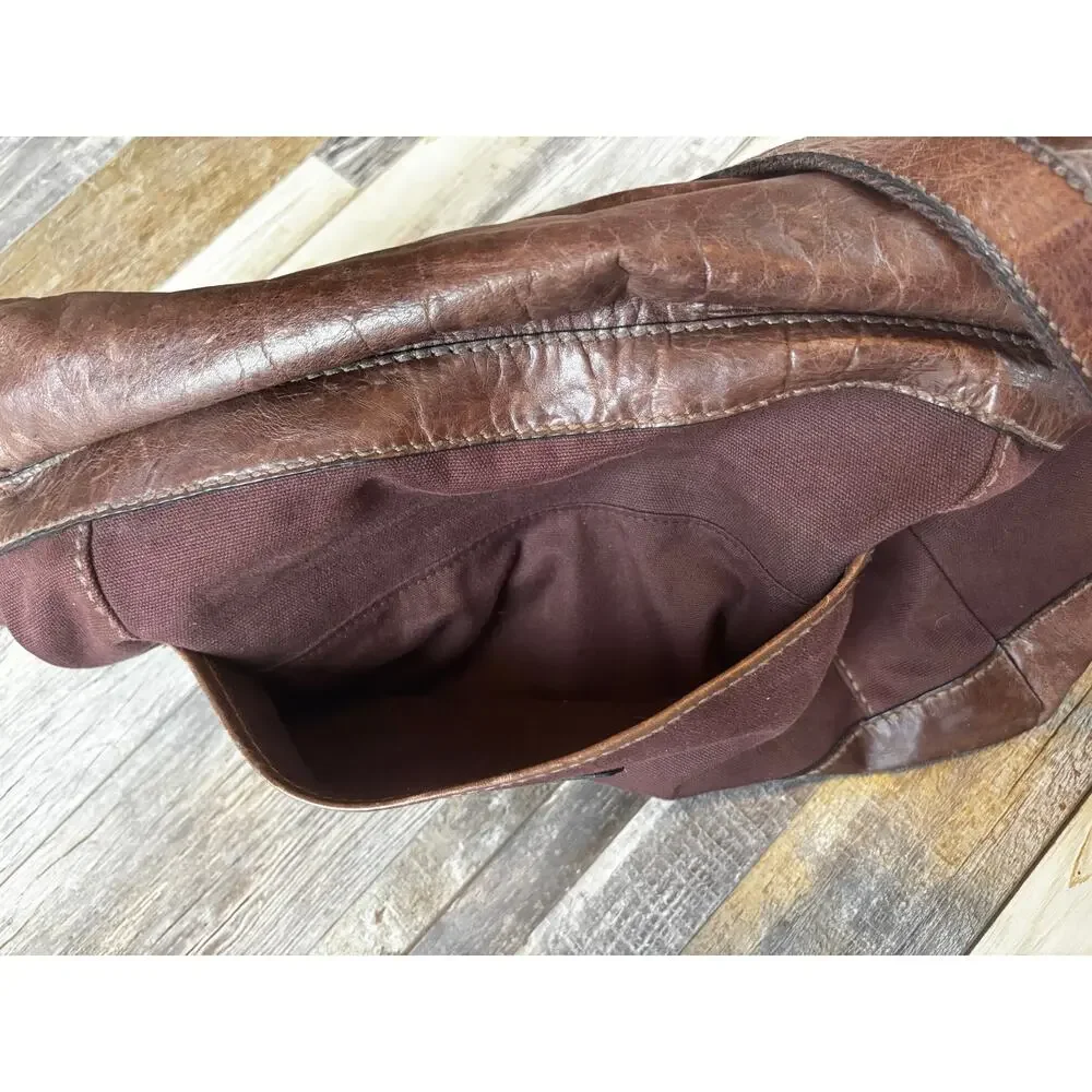 FOSSIL Messenger Bag Cross Body Brown Leather Purse Mens Womens